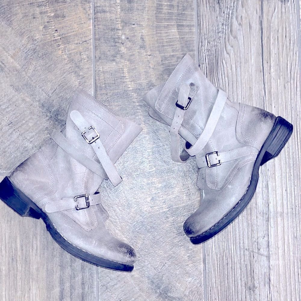 Anthropologie Diba “Joyce “ grey leather combat boots